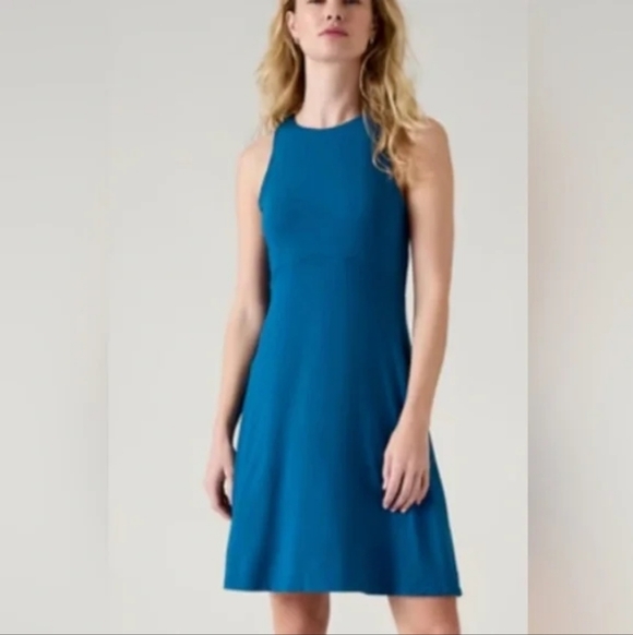 Athleta Dresses & Skirts - Athleta Santorini Stretch Thera Flare Dress in Teal Blue Women's Size M